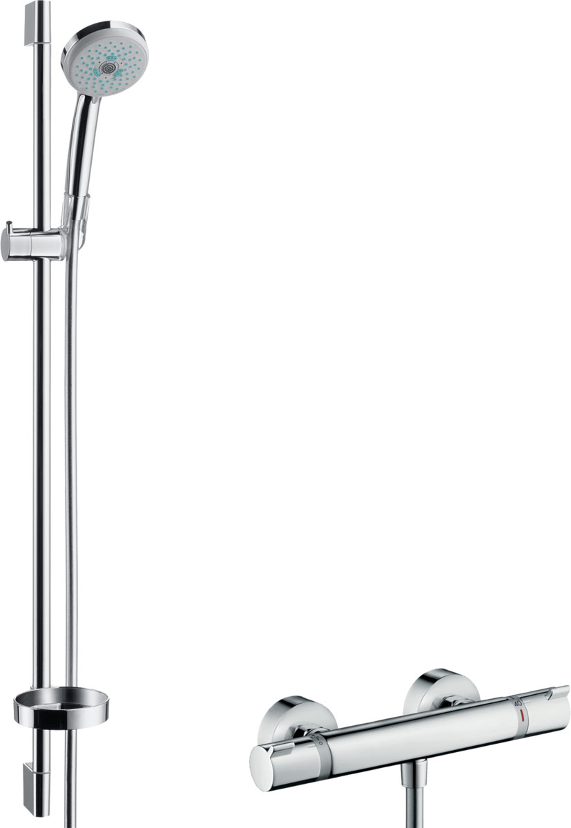 Hansgrohe Croma 100 Falsíkon kívüli zuhanyrendszer Multi Ecostat Comfort termosztáttal és 90 cm-es zuhanyrúddal 