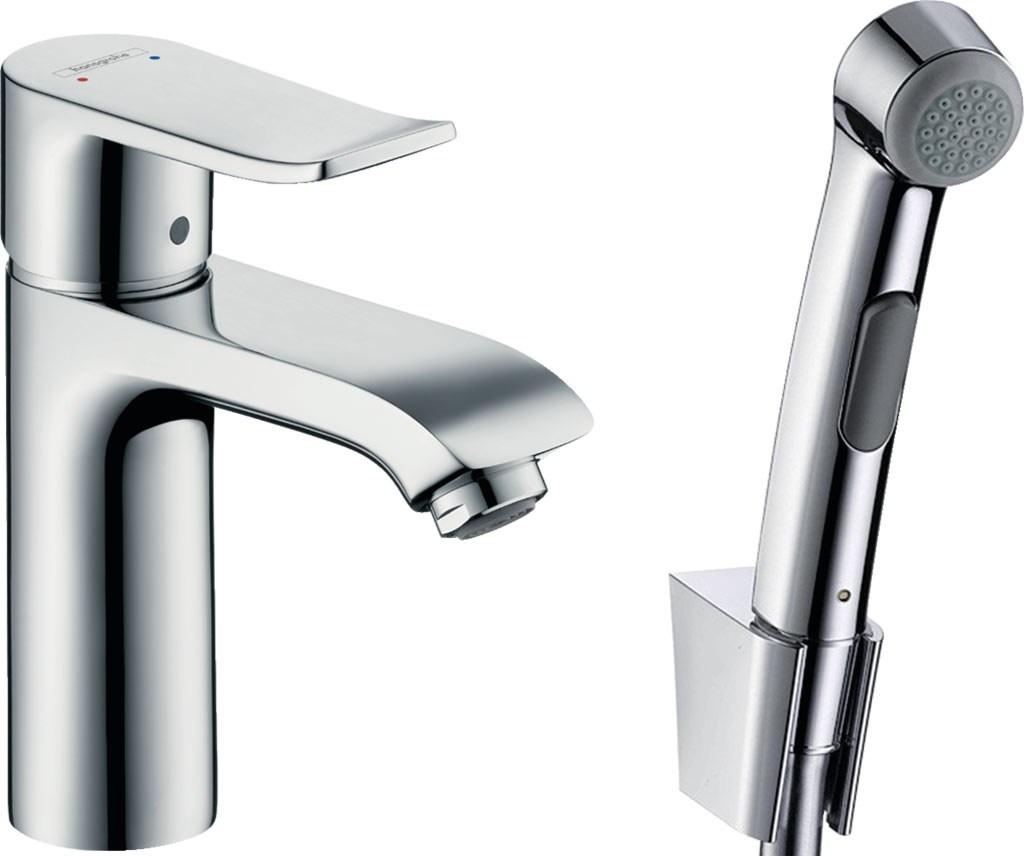 Hansgrohe Metris Egykaros mosdócsaptelep bidette kézizuhannyal és 160 cm zuhanycsővel 