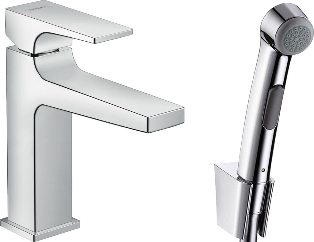 Hansgrohe Metropol Egykaros mosdócsaptelep karos fogantyúval, bidette kézizuhannyal és 160 cm zuhanycsővel 