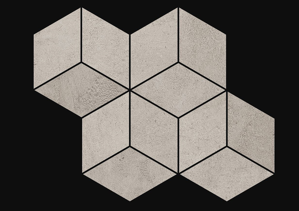 Paradyz Pure City Grys Mozaika Prasowana Romb Hexagon mozaik 20,4 x 23,8