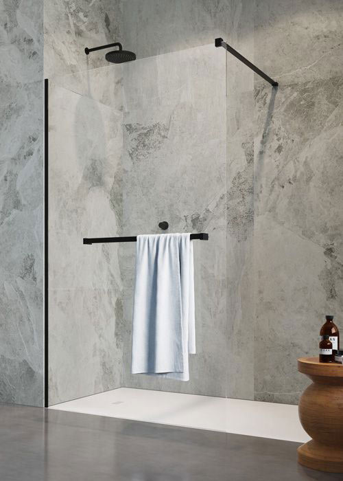 Radaway Modo New Black II 110 Walk-in zuhanyfal törölközőtartóval