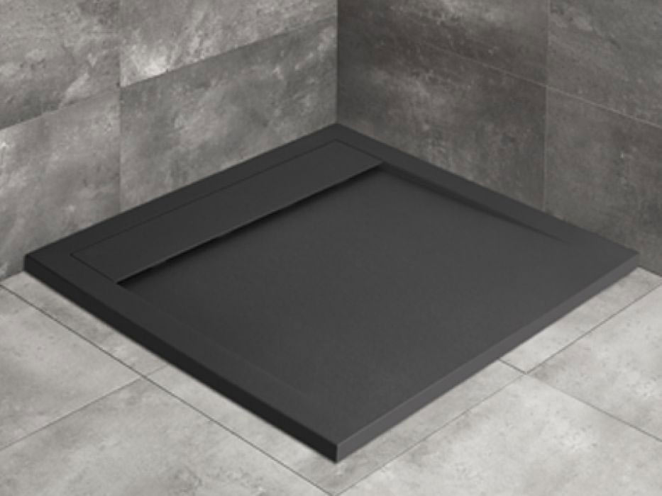 Radaway Teos C szögletes lapos antracit zuhanytálca 90x90