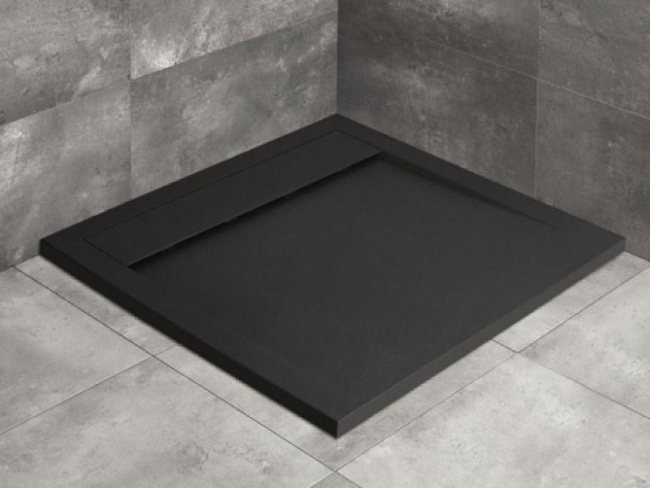 Radaway Teos C szögletes lapos fekete zuhanytálca 90x90