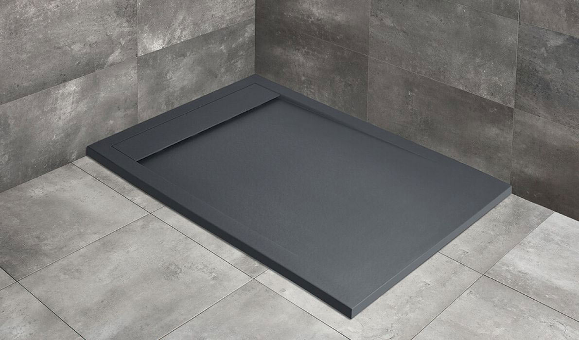 Radaway Teos F szögletes lapos antracit zuhanytálca 100x90