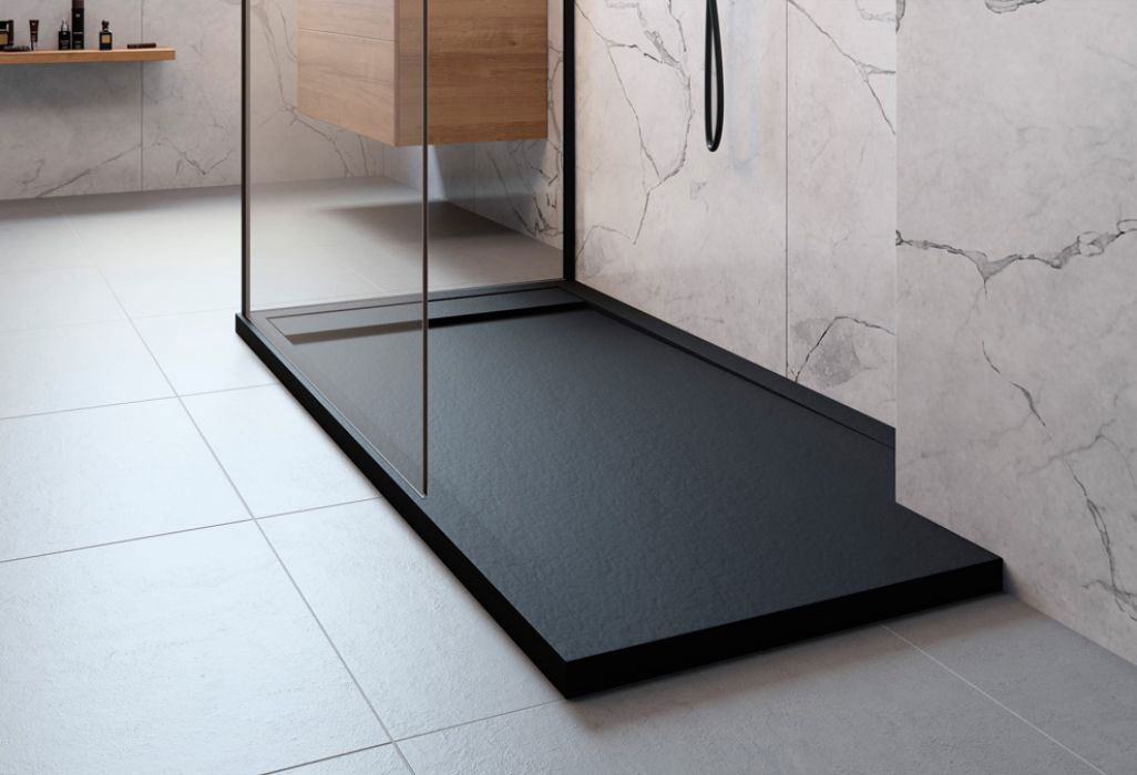 Radaway Teos F szögletes lapos fekete zuhanytálca 150x80