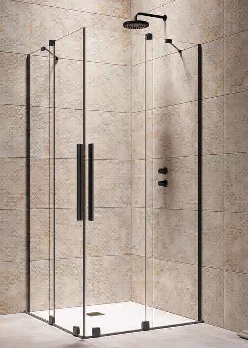 Radaway Furo Black KDD 100 J átlátszó fekete szögletes zuhanykabin