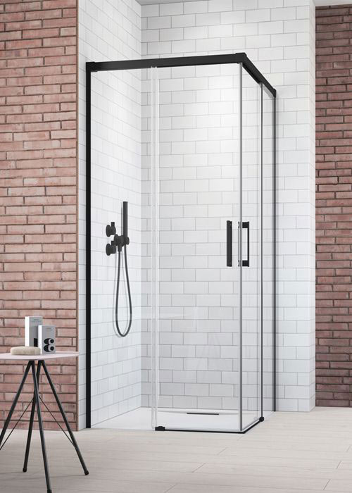 Radaway Idea Black KDD 90 J átlátszó szögletes fekete zuhanykabin