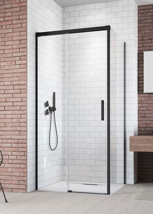 Radaway Idea Black KDJ 150 J átlátszó szögletes fekete zuhanykabin