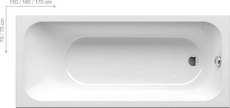 Ravak Chrome Egyenes kád 150 x 70 cm