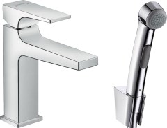 Hansgrohe Metropol Egykaros mosdócsaptelep karos fogantyúval, bidette kézizuhannyal és 160 cm zuhanycsővel 