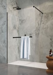 Radaway Modo New Black II 130 Walk-in zuhanyfal törölközőtartóval