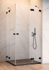 Radaway Essenza Pro Black KDD 100 B átlátszó szögletes zuhanykabin