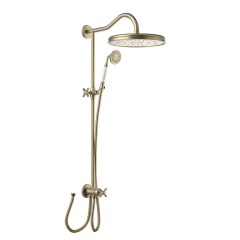 Tres Clasic kétkaros zuhany csaptelep szett, kézizuhannyal és esőztetővel bronz 24247601LV