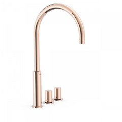 Tres Project-Tres peremre szerelhető, magasított, háromüléses mosdó csaptelep  rose gold 06110502OP