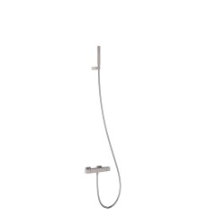 Tres Slim Exclusive fali termosztátos kád és zuhany csaptelep, cascade kifolyóval, kézizuhannyal, steel 20217409AC