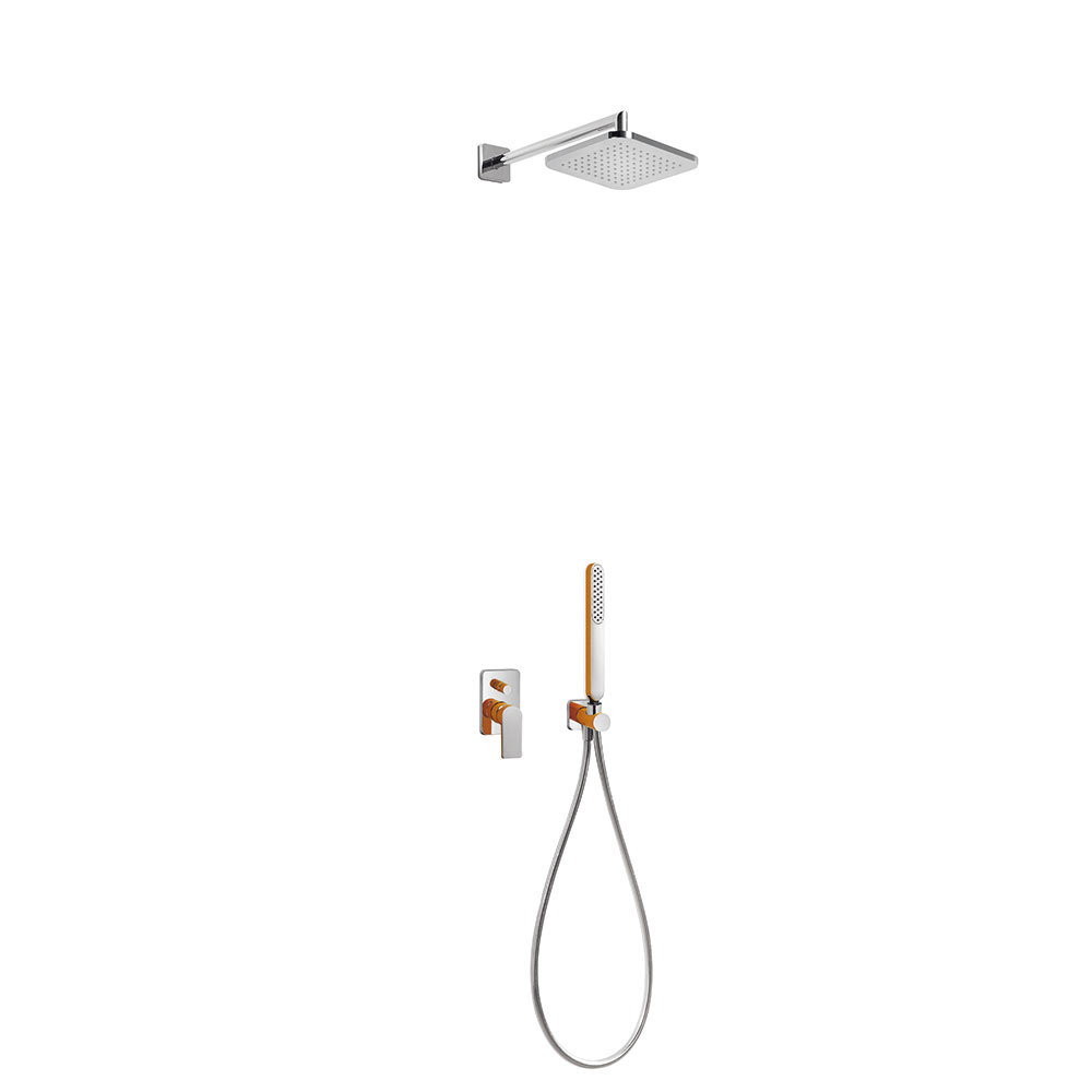 Tres Loft Colors falba süllyesztett  zuhany csaptelep szett, esőztetővel és kézizuhannyal, orange-chrome 20018002NA