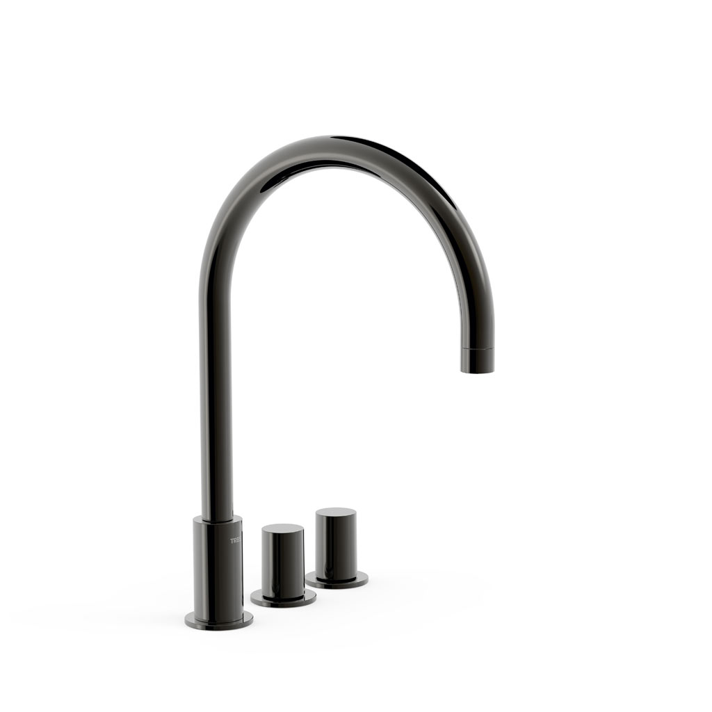 Tres Project-Tres peremre szerelhető, háromüléses mosdó csaptelep metallic black  06110501KM