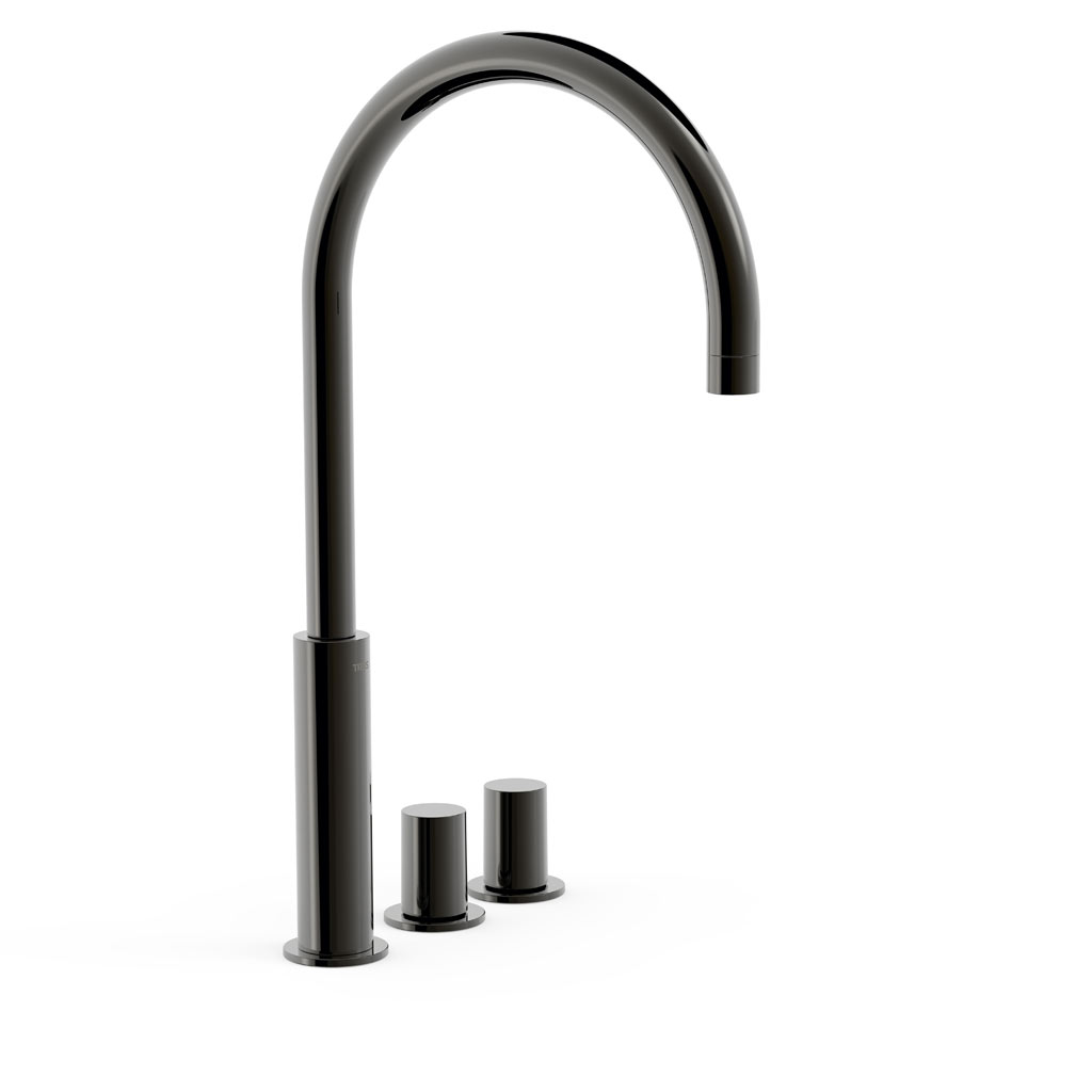 Tres Project-Tres peremre szerelhető, magasított, háromüléses mosdó csaptelep metallic black  06110502KM