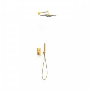 Tres Project-Tres falba süllyesztett  zuhany csaptelep, kézizuhannyal és esőztetővel matt arany 21128004OM
