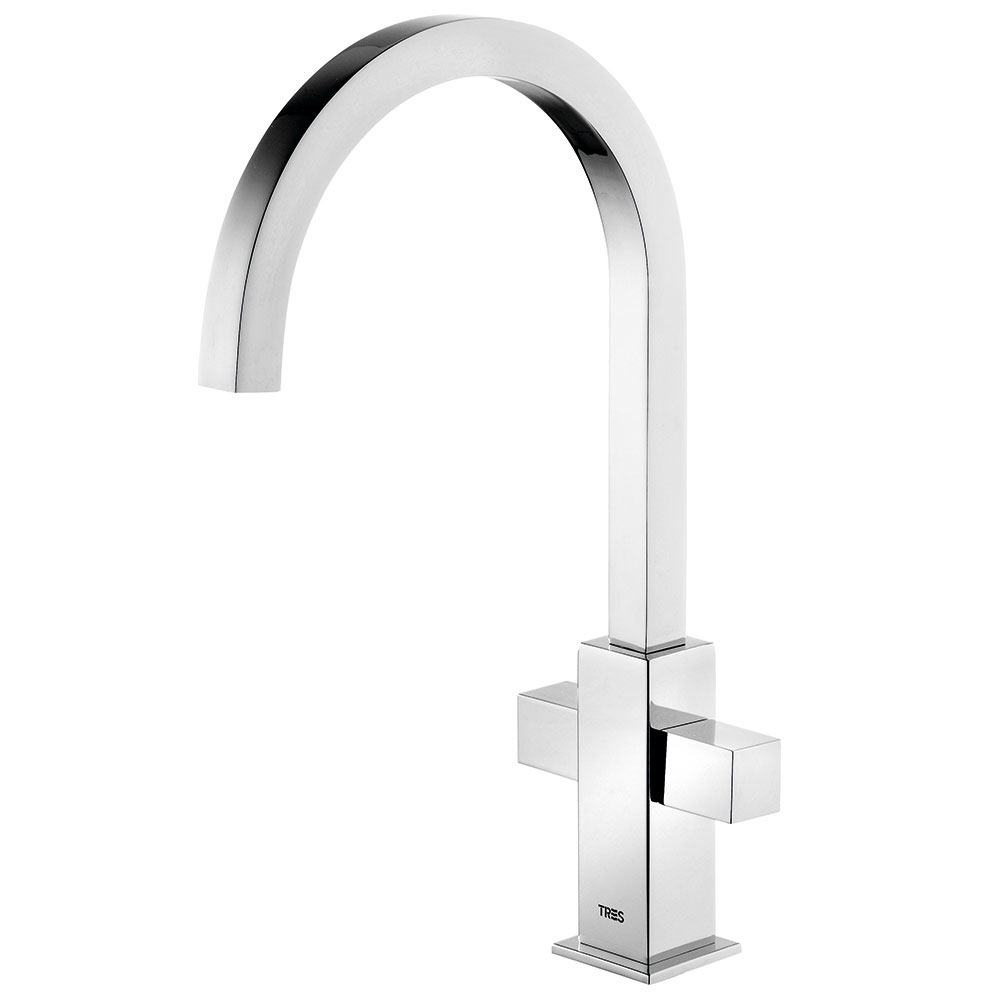 Tres Cuadro-Tres kétkaros, magasított (368 mm) mosdó csaptelep króm 108497