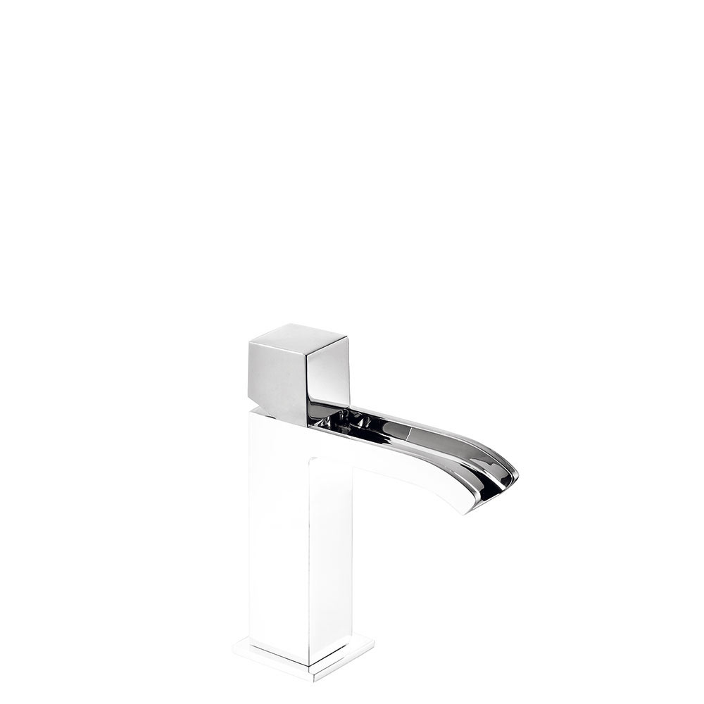 Tres Cuadro Exclusive egykaros mosdó csaptelep, cascade kifolyóval fehér-króm  00611002BL