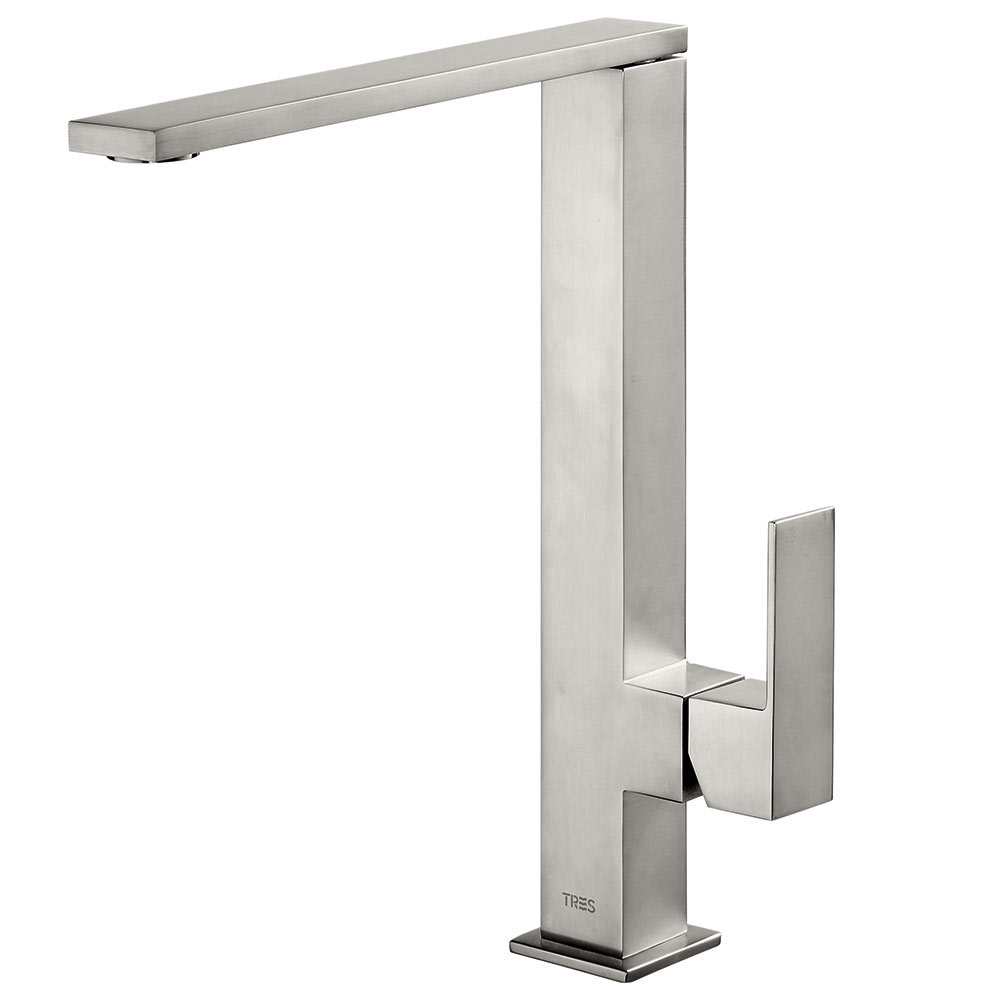 Tres Cuadro Exclusive magasított egykaros mosdó csaptelep, steel  00648501AC