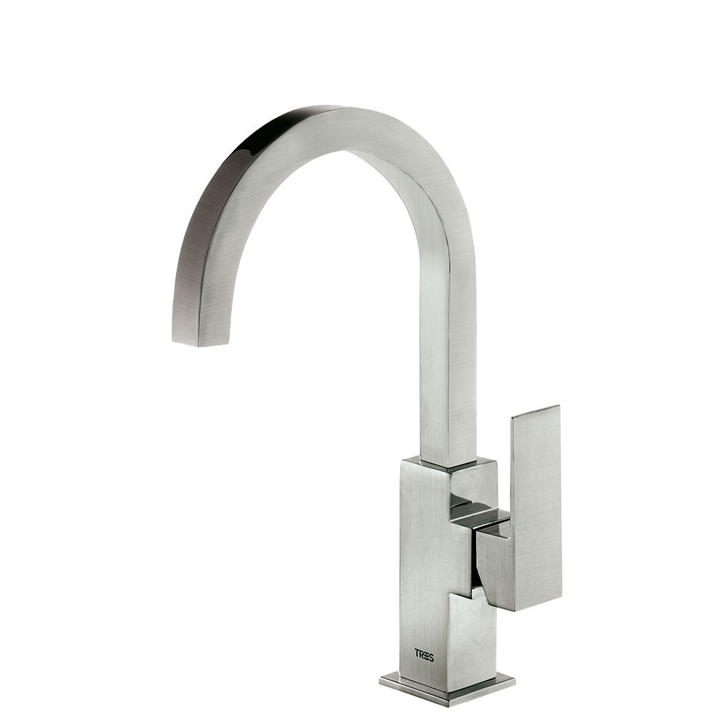 Tres Cuadro Exclusive magasított egykaros mosdó csaptelep, steel  00660602AC