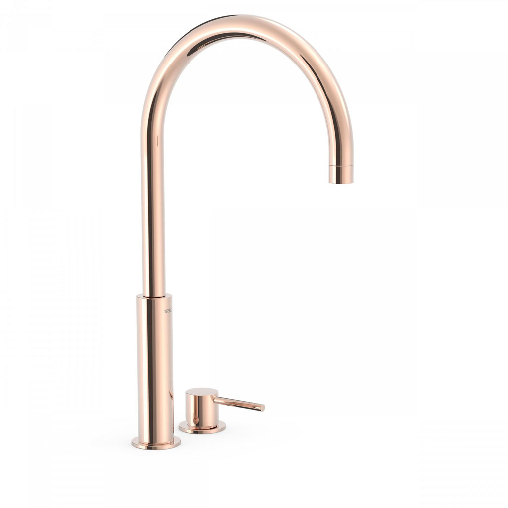 Tres Study Exclusive  peremre szerelhető,magasított,  2 üléses mosdó csaptelep, rose gold  26110502OP