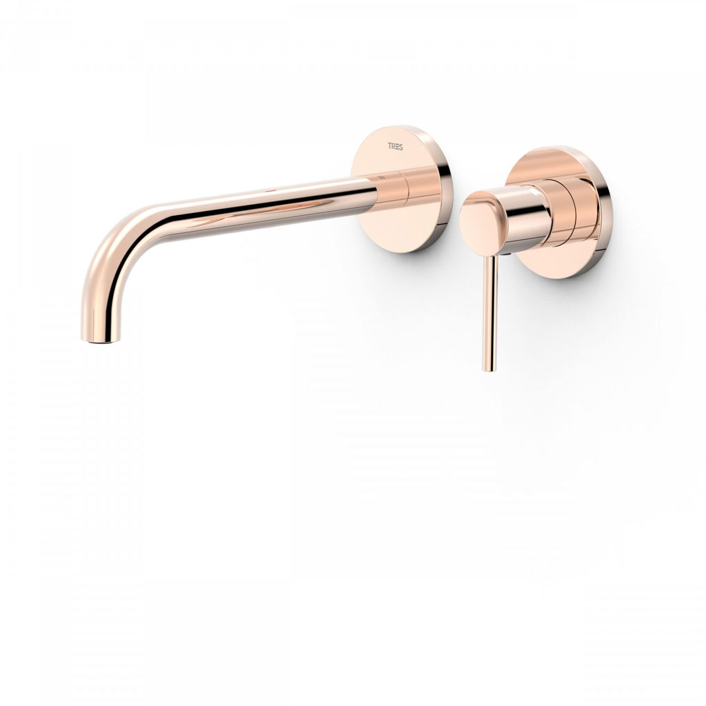 Tres Study Exclusive falba süllyesztett, kétrészes, egykaros mosdó csaptelep, 237 mm-es kifolyó, rose gold  26230002OP